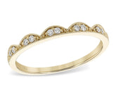 14K Yellow Gold Crown Wedding Band with Diamonds- Size 7